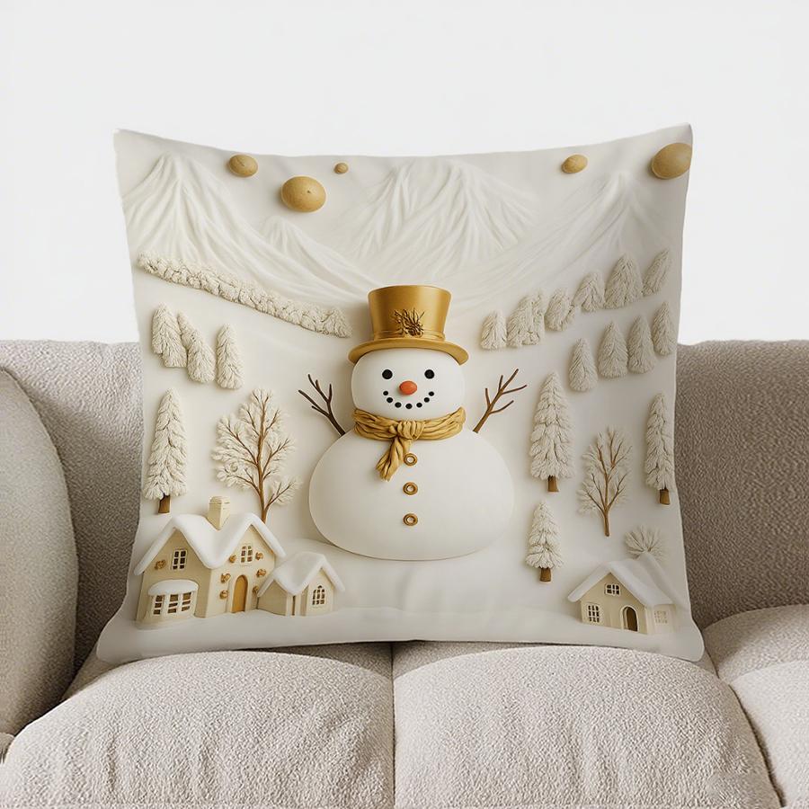 Home Decor Deer & Houses: Wintery Forest-Printed Pillow Pattern Cushion Cover Suitable For Sofa Bedroom Car Pillow Cover