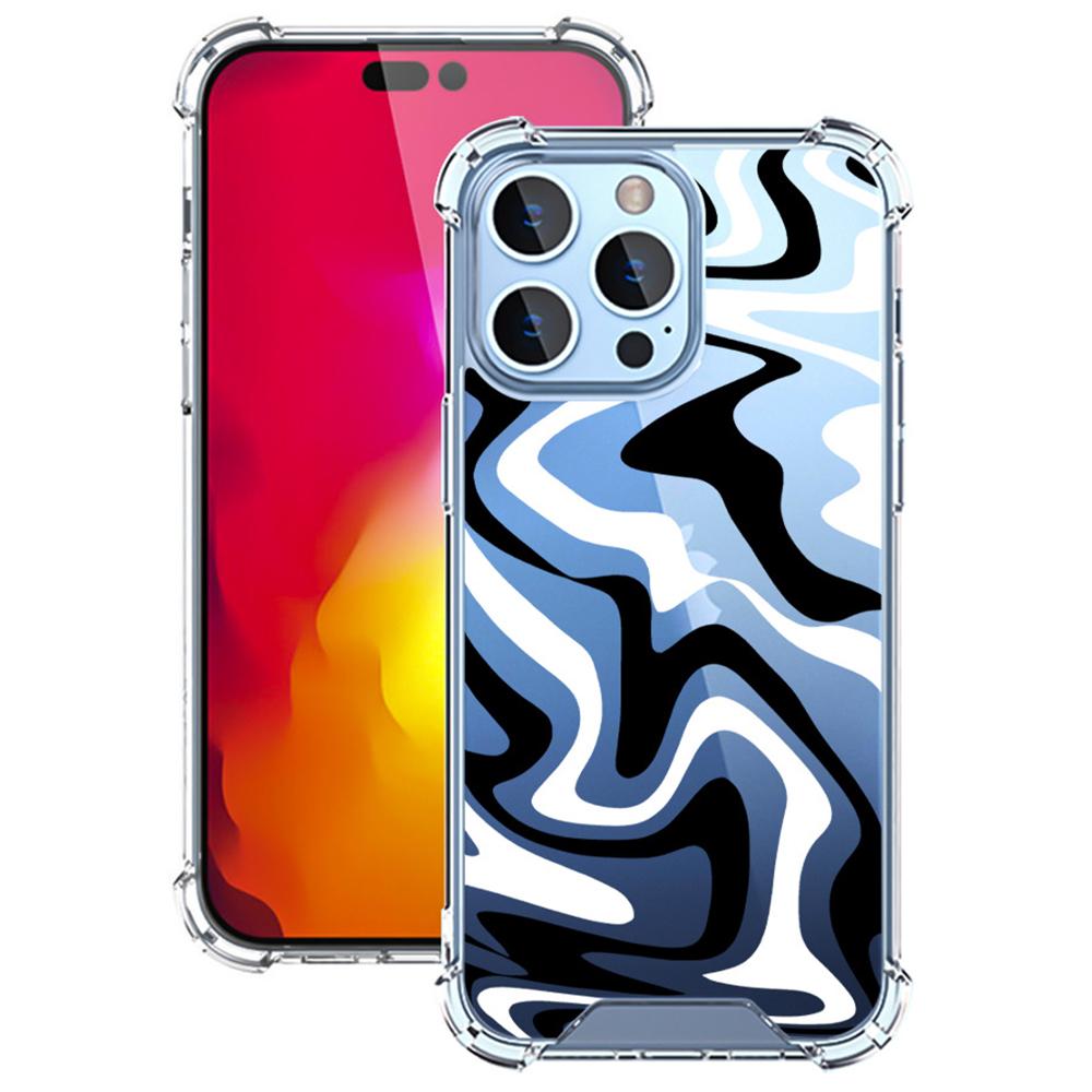 For iPhone 16 Pro Case Colorful Wave Pattern Printing Soft TPU+PC Phone Cover