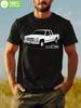 1pc 100% Pure Cotton Graphic T-shirt - Classic Car Print