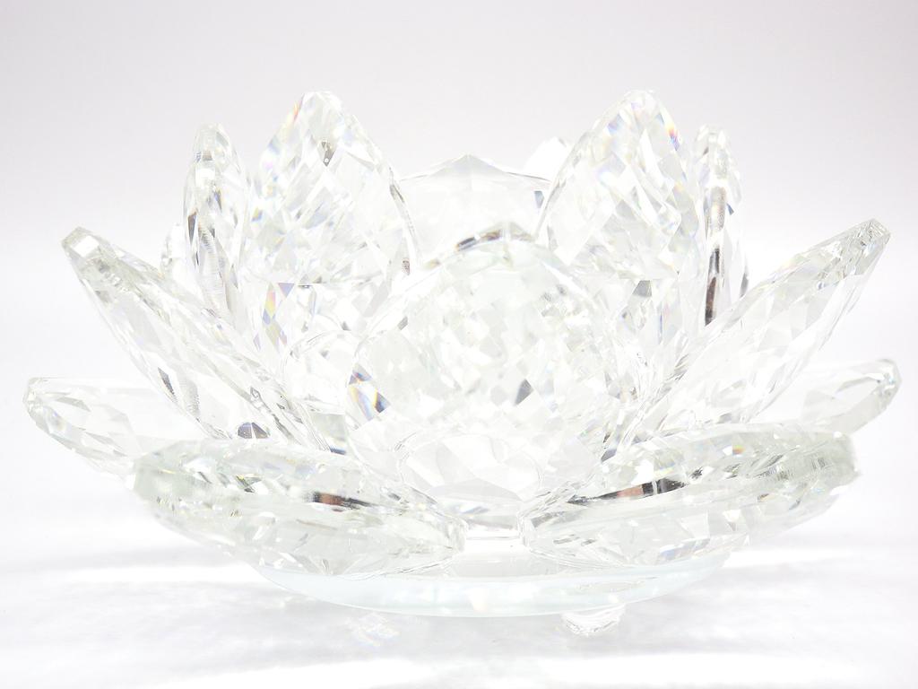 Lotus Flower Crystal Glass Ornament, Decorative Flower, Lotus, Feng Shui, Good Luck Suncatcher (14cm)