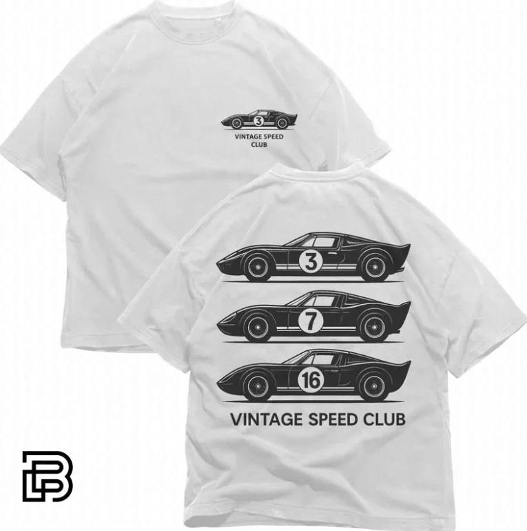 Vintage Speed Club Racing Tee – Retro 60s Race Car Graphic T-Shirt S