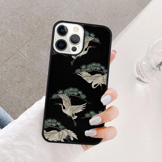 Japanese Cranes Art Coque Shell For iPhone 17 Air 15 16 14 13 12 Pro Max 11 Pro Max Plus Phone Case Cover