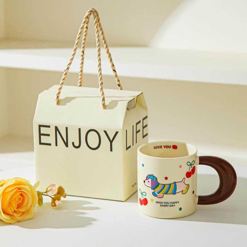 Dachshund Mug Girl Cute Household Drinking Cup New Coffee Breakfast Cup Couple Ceramic Cup