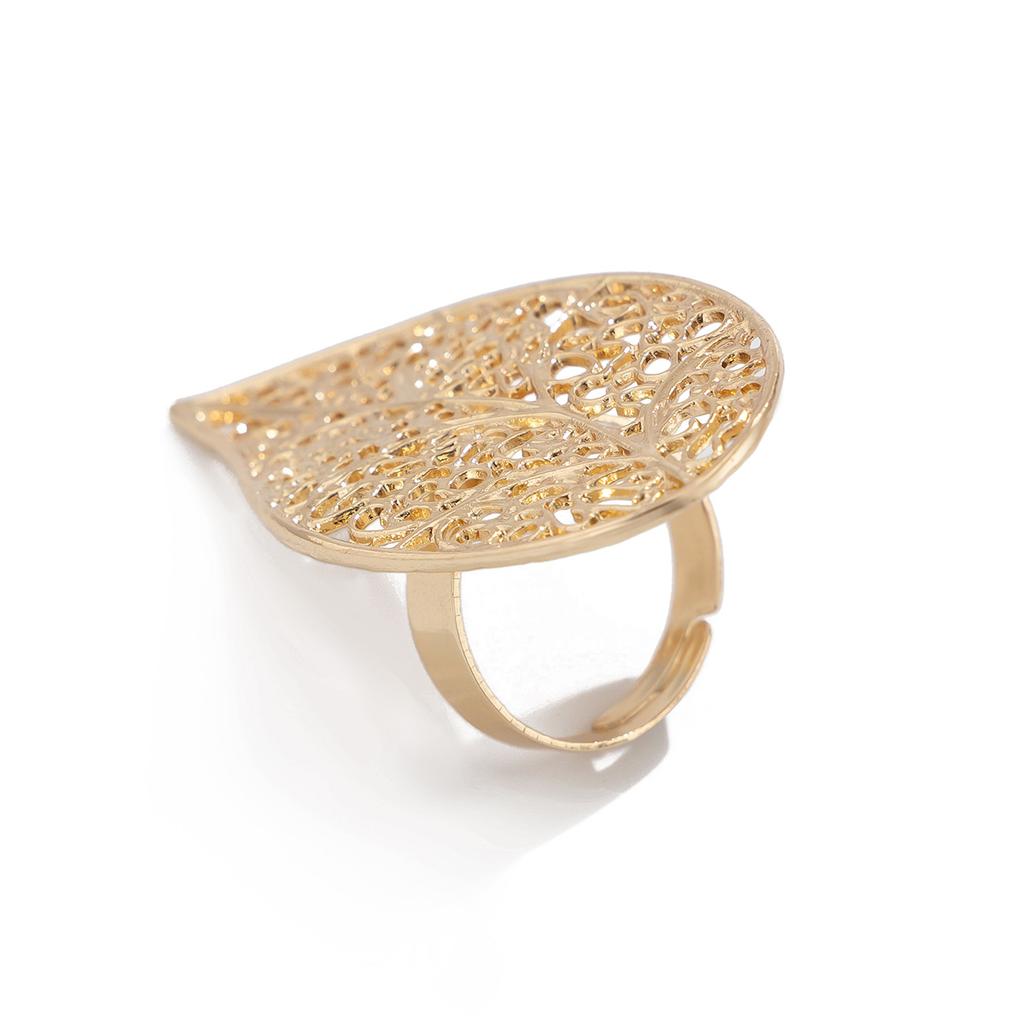 DIEZI Korean Leaves Flower Hollow Geometric Knuckle Rings For Women Fashion Gold Silver Color Metal Joint Ring Gift Jewelry