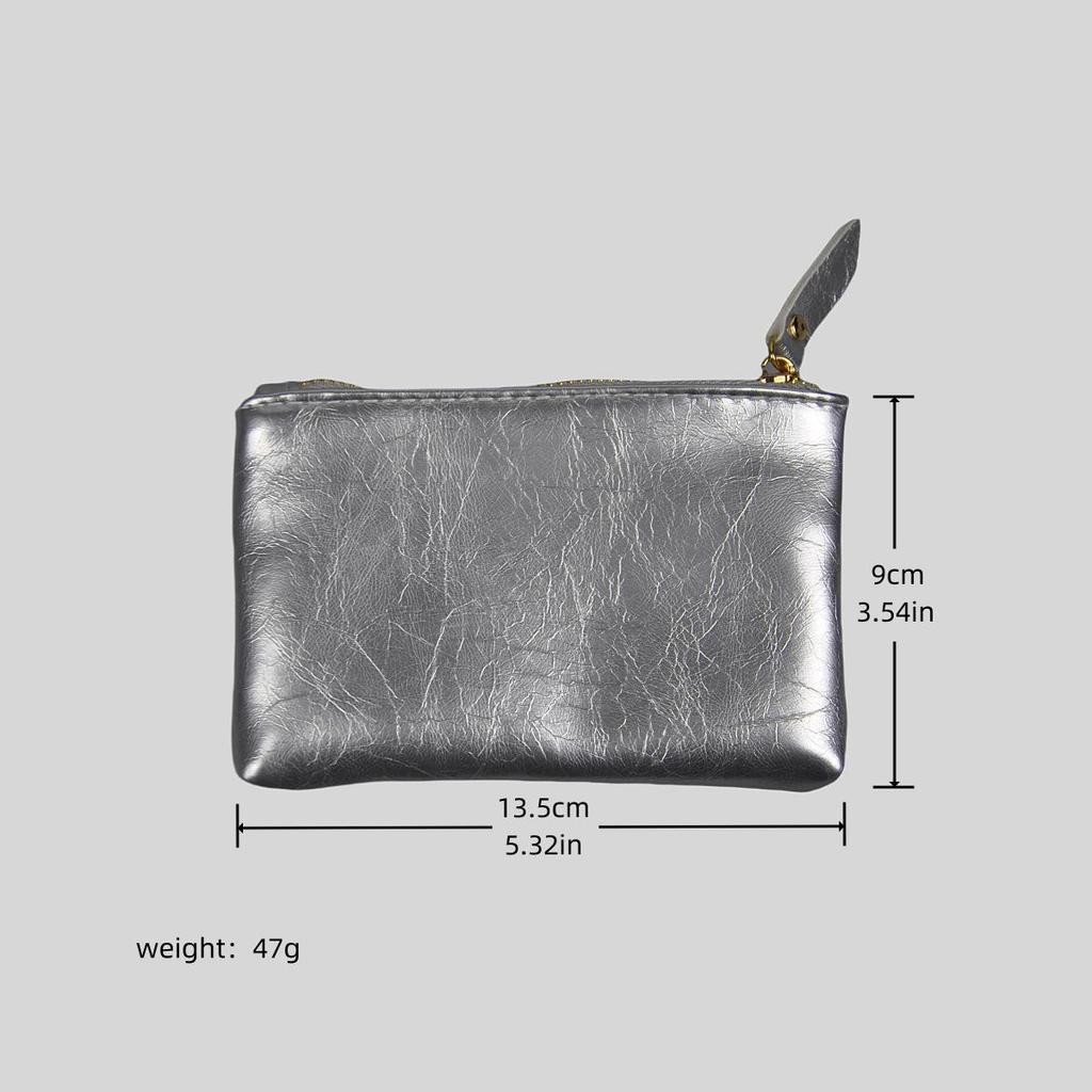 Women's Small Faux Leather Wallet - Crackle Pattern, Card & Key Holder Coin Purse