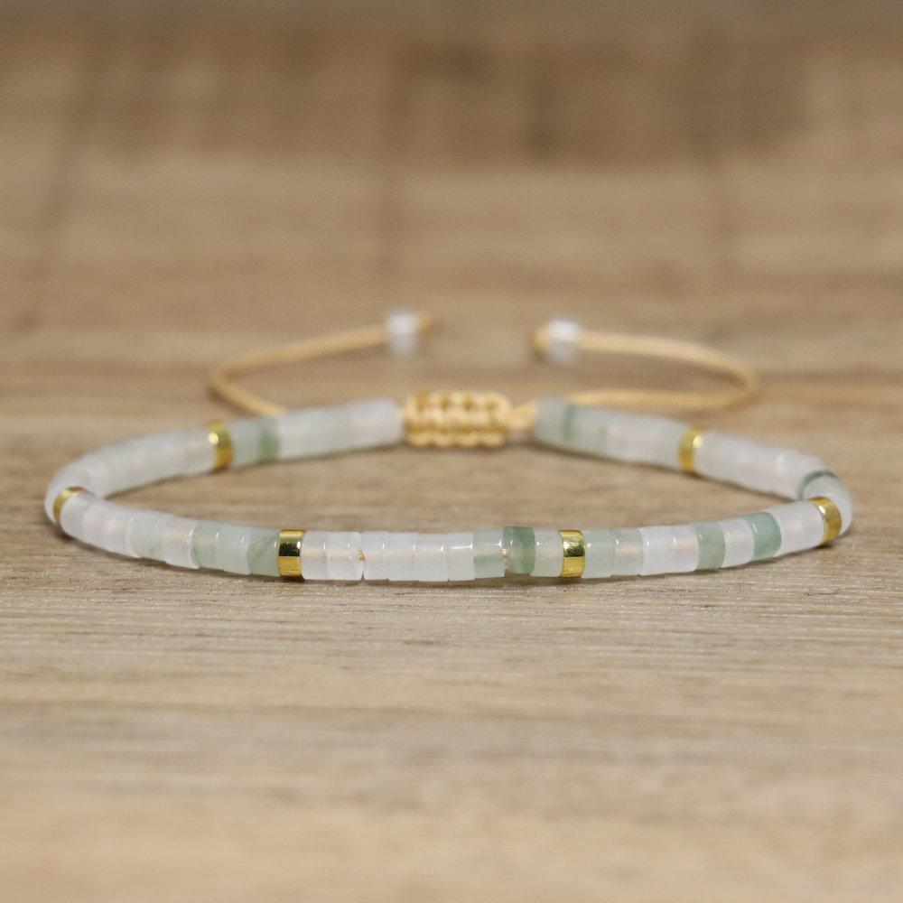 2x4mm Dainty Imperial Jasper Bracelet for Women Handwoven Adjustable Healing Stone Jewelry Alloy Main Material for Anniversary