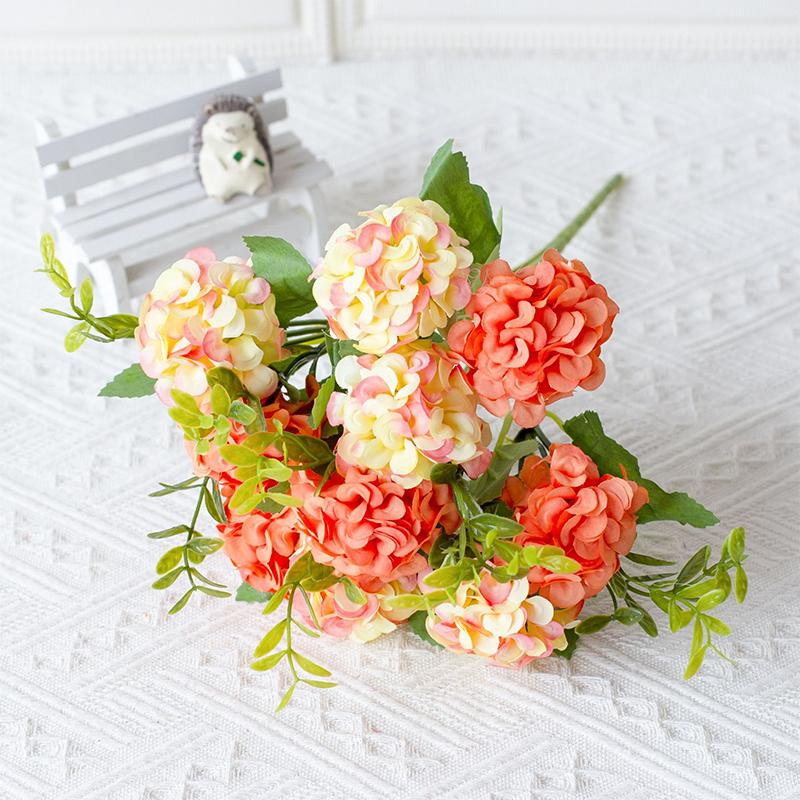 35cm Pink Rose Silk Bouquet Hydrangea Artificial Flower 10Heads for Wedding Table Vase Home Decoration Mother's Day Gifts