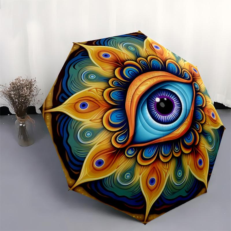 1pc Ethereal Visionary Mandala Umbrella with Plastic Handle,Suitable for All Seasons Home Travel Outdoor UmbrellaDD1666