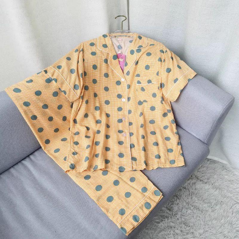 Summer Pajamas Women's Cotton Silk Short Sleeve Thin Suit K-style Homewear Cute Student Loose Plus Size Can Be Outwear