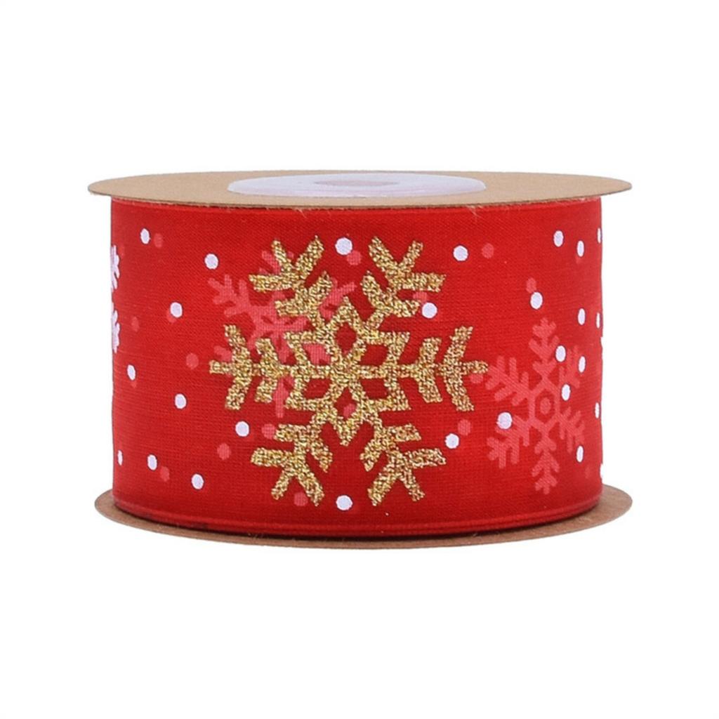 Christmas Polyester Ribbon Festive Decoration Snowflake Ribbon Seasonal Ribbon for Gift Wrapping and Tree Decoration