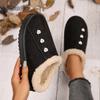 Plus Size 36-44 Slip On Winter Boots Women Fashion Faux Fur Lined Cover Toe Warm Slippers Non-Slip Indoor Casual House Shoes