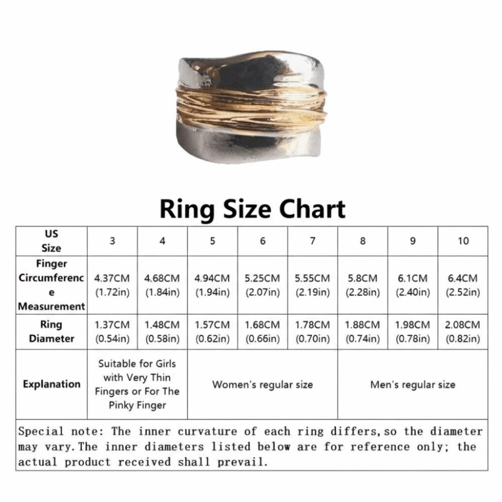 Engraved Line Two-tone Ring Double Layer Punk Style Ring Holiday Accessories