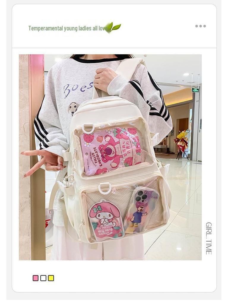 Versatile Large-Capacity Transparent Ita Backpack for Girls and Women