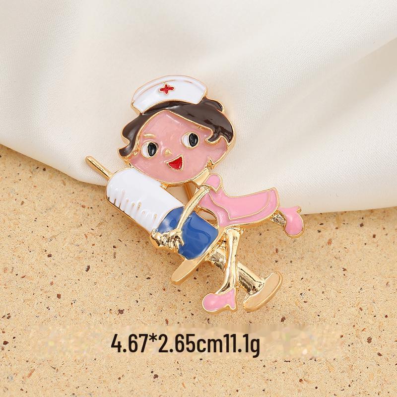 Epidemic Prevention Brooch: Cute Doctor/Nurse Pin, Personalized Fashion Alloy with Oil Drop Design
