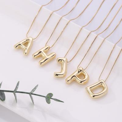 Minimalist Copper-Plated Gold Alphabet Pendant Sweater Chain Jewelry