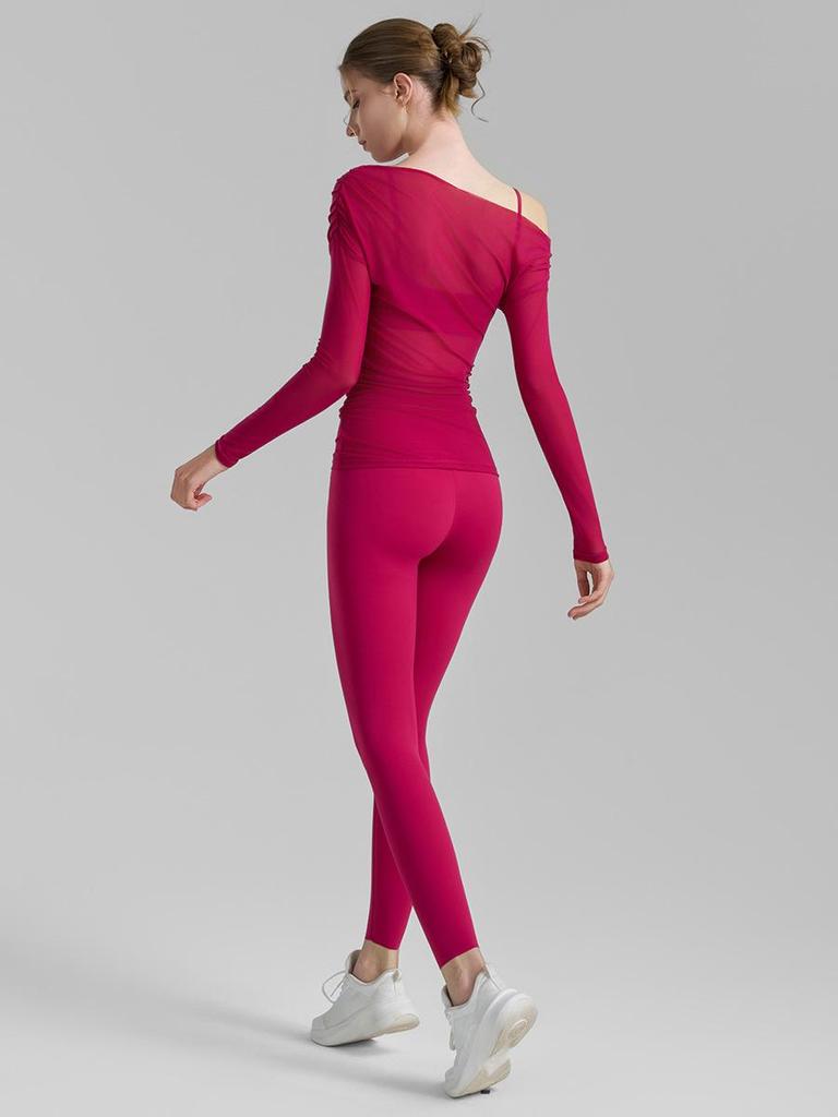 Autumn Yoga Set: Women's High-End Lycra Mesh Two-Piece with No-Show Seams