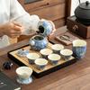 New Chinese Ru Kiln Flower Ceramic Light Luxury High-end Tea Drinking Set Huike Kung Fu Tea Set Enterprise