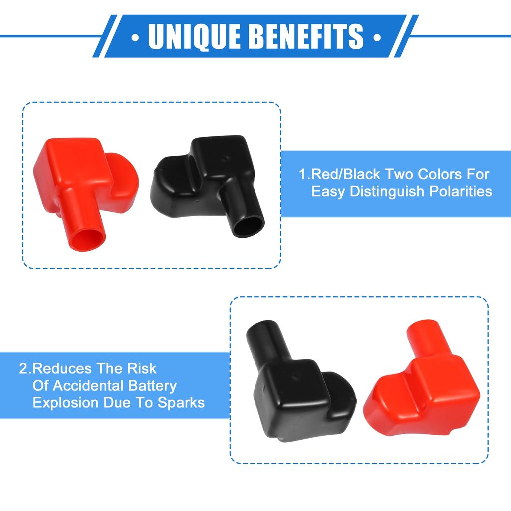 VekAuto 3 Pairs Battery Terminal Insulation Covers Length 75mm Width 21mm 0.83'' Car Battery Post Caps for Motorcycle Truck Marine Made of Durabl