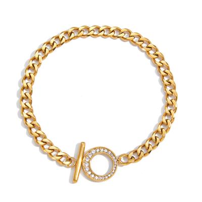 Youthway Minimalist Zircon Ot Buckle Chain Bracelet For Women  Gold Plated Stainless Steel Bracelet Simple Fashion Jewelry