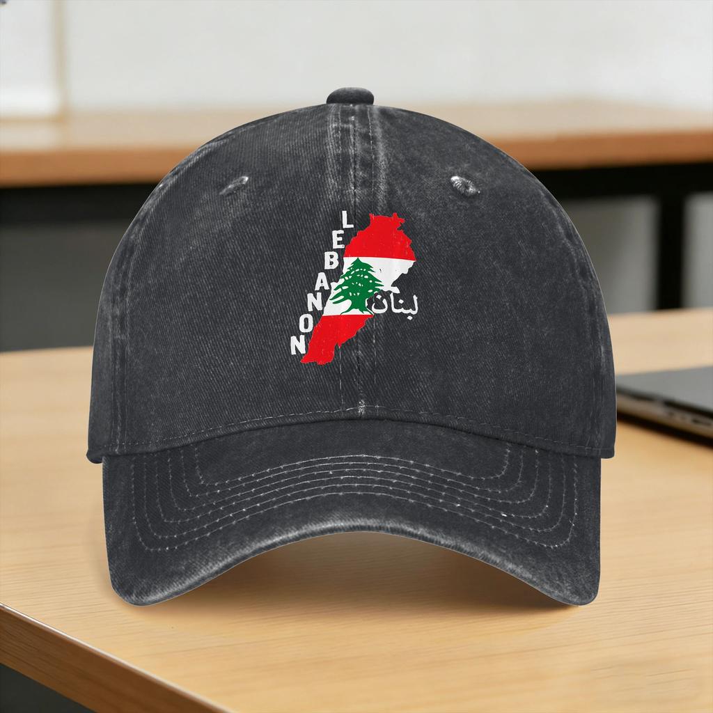 Lebanon Flag Map Sun Baseball Cap  Casual Women Unisex Washed Trucker Hat SunProof Design Outdoor Gym Baseball Caps Gift