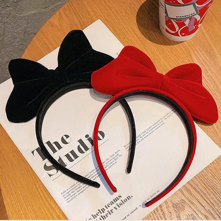 Bowknot Headband Elegant Velvet Bow Hair Band Girls Hairband Party Cute Hair Hoop Headwear Hair Accessories Women Large