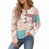 Women's Fashion Button Neck Knit Long Sleeve Casual Top for Everyday Wear