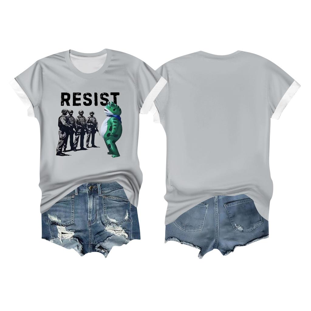 Women's Casual Printed T-shirt Round Neck Pullover Short-sleeved Top