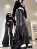 Women's Summer Ins Style Denim Bell Bottom Pants - Dark, Trendy High Street Niche Design