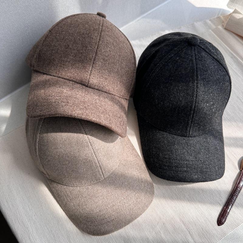 Autumn and Winter Wool Stiff-top Baseball Cap, Shapes A Small Face, Thickened Unisex British-style Hat, Warm Hat