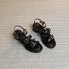 Holiday wind summer fashion outer wear open-toed sandals thick heel belt buckle stepping on shit feeling retro middle heel Roman sandals women