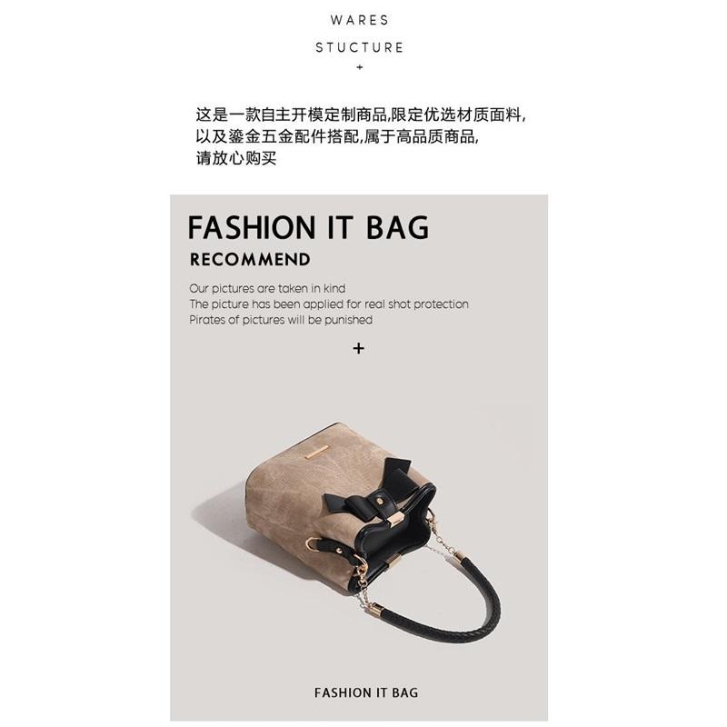 Vintage Bowknot Bucket Bag Niche Stylish Versatile Shoulder Crossbody Purse