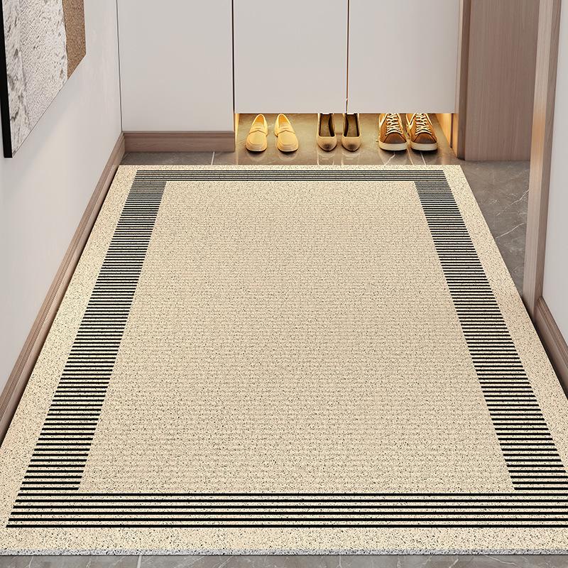 Japanese Minimalist Non-Slip Silk Doormat - Geometric Lines, Dirt & Wear Resistant, Cuttable Foot Pad