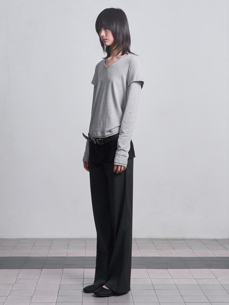 Seric Wrap Layered Pants _ Charcoal