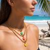 Summer Beach Wind Dopamine Contrast Digital Card Knotted Necklace Gold Plated Stackable Collarbone Chain
