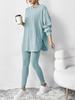 Autumn/Winter 2025 Ribbed Hooded Long Sleeve Casual Women's Set