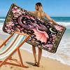 Vintage Floral Dragon Print Strandtuch, Großes Weiches Schnelltrocknendes Handtuch für Strand Camping Schwimmen