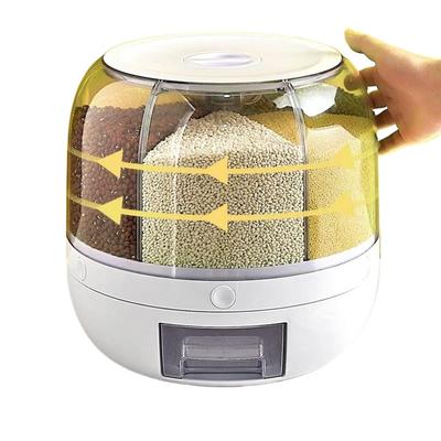 Rotating Grain Dry Food Dispenser Countertop - 6 Grids Cereal Tank Dispenser for Lentils, Rice, Beans - Kitchen Pantry Storage Container