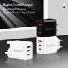 3-Port Fast Charger with Dual PD+USB for Huawei, Samsung, Apple - EU/UK Standard Flash Charging Head