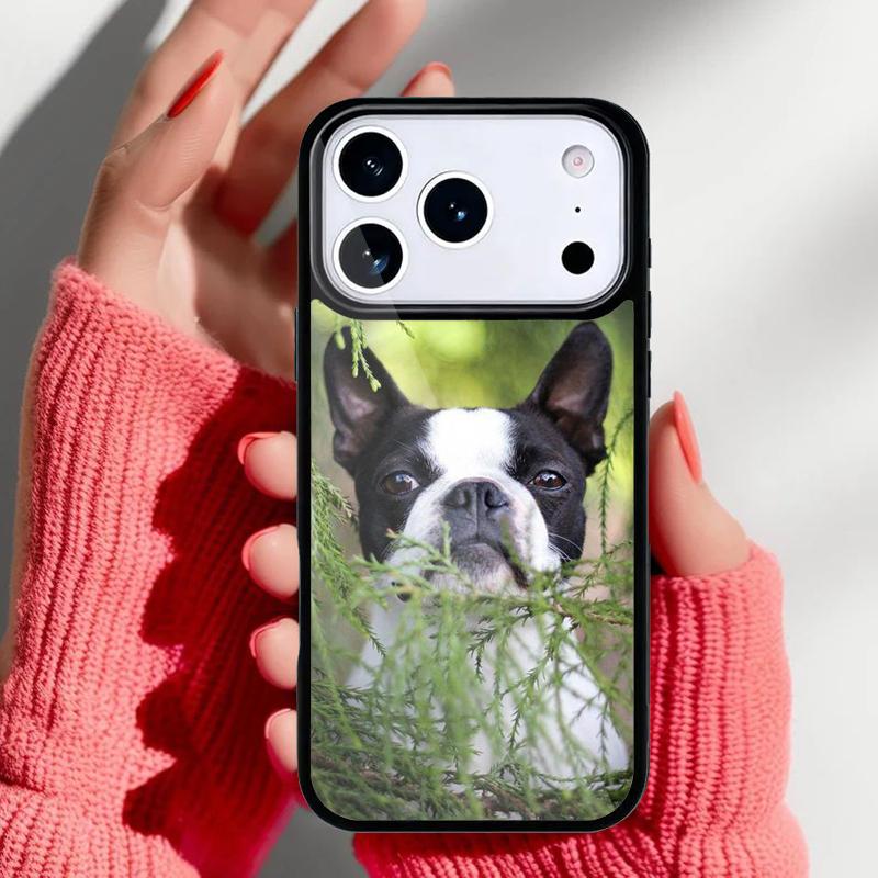 Boston Terrier Hundegesichter Handyhülle für iPhone 17 16 15 14 13 Pro Max Rückabdeckung für 12 11 Pro Coque