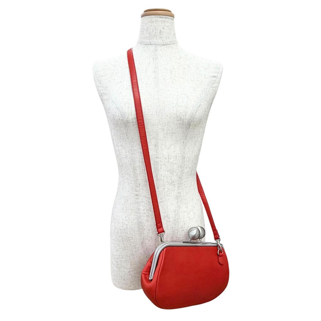 Pristine kawa-kawa Shoulder Bag Clasp-closure 3-way handbag/clutch bag Red  Used