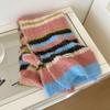 Colorful Neck Protection Knitted Scarf Stripe Cape Wraps Women Fashion Woolen Shawl