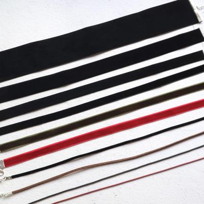 Minimalist Black & Red Velvet Choker Necklace for Women
