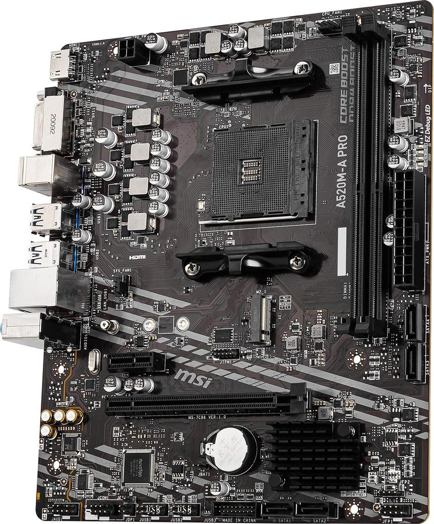 MSI PRO AMD AM4 DDR4 PCIe SATA Dual USB Gen 1 A520M-A ???????????? 4.0 6Gb/s M.2 3.2 DVI/HDMI Micro-ATX