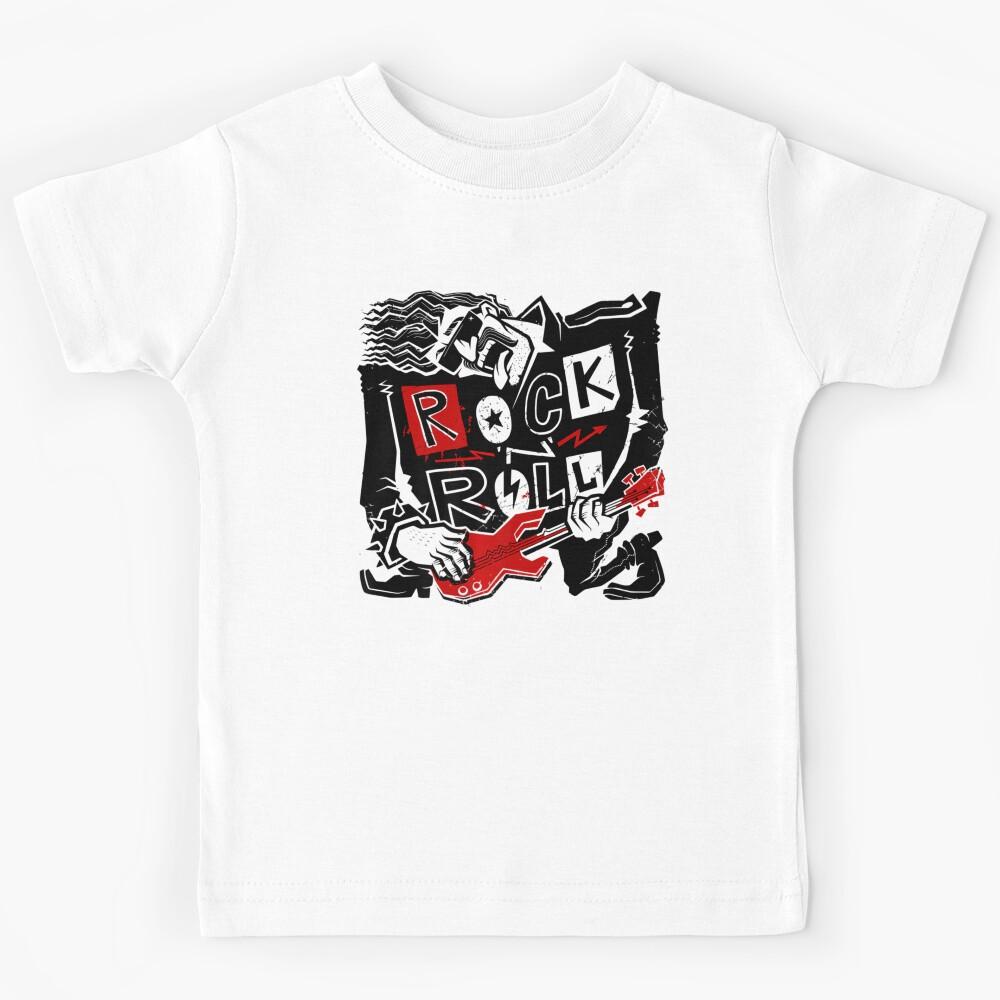 Rock N Roll Electric Guitarist Heavy Metal Rock Music Band Kids T-Shirt 160