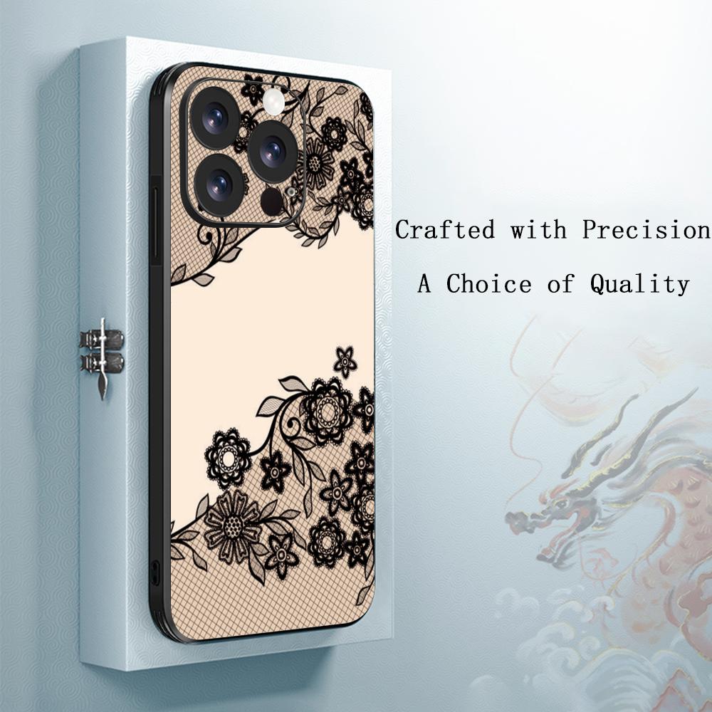 

Art Lace print Black pattern design Phone Case For iPhone 17 16 16e 15 14 13 12 Plus Mini Pro Max Soft black Shockproof Cover iPhone 13 mini