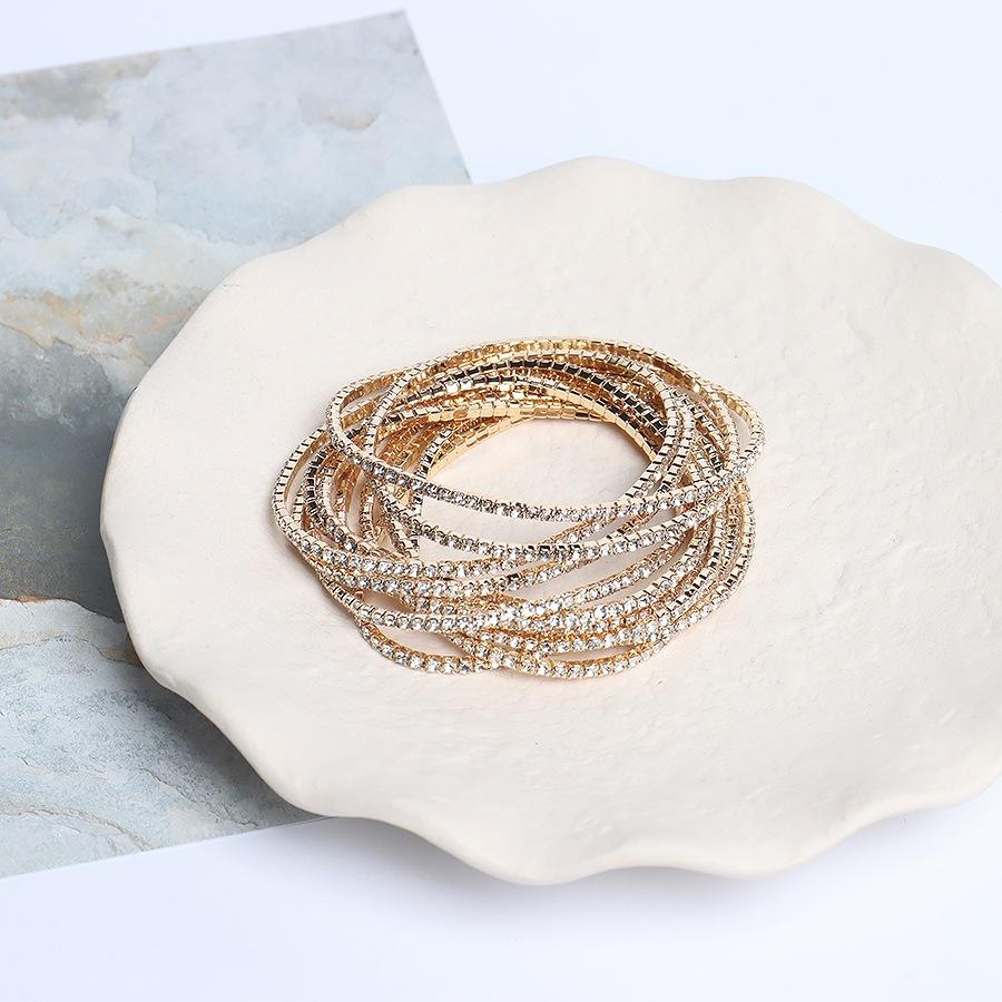 5pcs Fashion Crystal Rhinestone Stretch Bracelet For Women Elastic Wristband Wedding Bracelets Daily Female Zircon Accessories