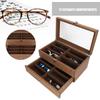 Yinhing Sunglasses Eyeglasses Wooden Eyeglass Display Case Organizer for Display and Storage Storage, Box, 12-Slot Double-Layer