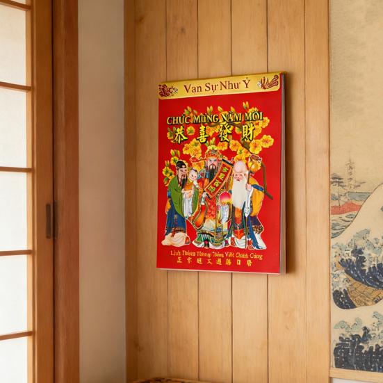 Calendario da Parete Vietnamita 2026 Anno del Cavallo Calendario Vietnamita Asiatico Festa di Primavera Calendario da Appendere a Parete per Decorazione del Capodanno Lunare