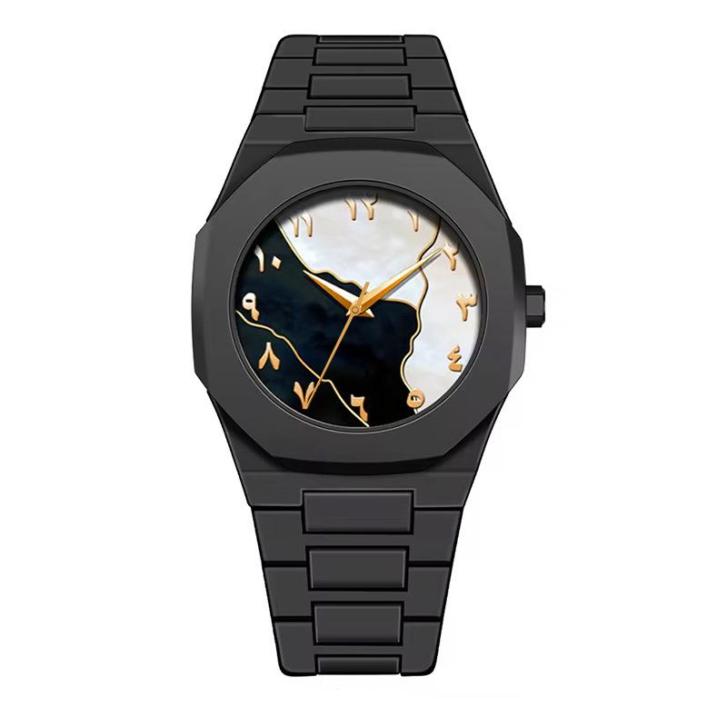 Men's Arabic Numerals Black Matte Quartz Watch