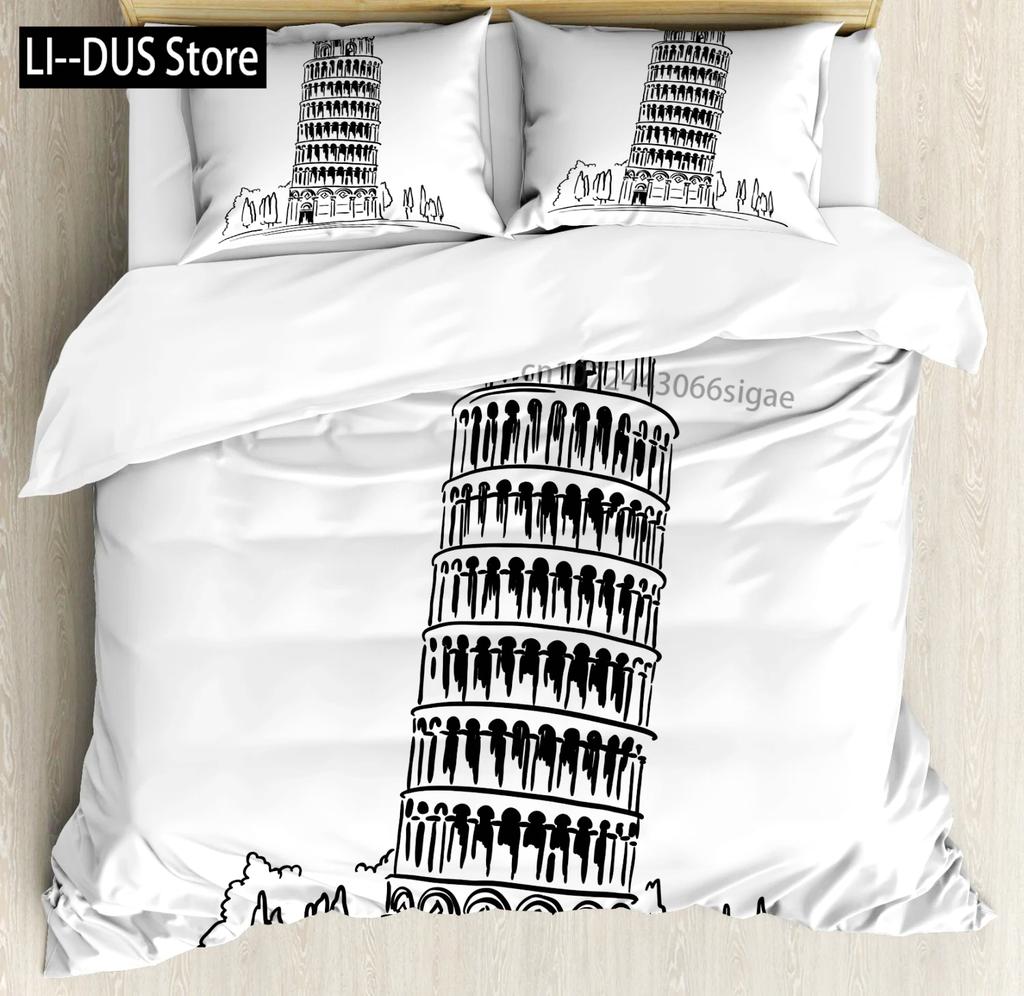 Italy Duvet Cover Queen/King/Full Size For Kids Adult Microfiber Italian Rome Venice Pisa Tower Tuscany Pizzas View Bedding Set